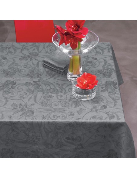 Tissu nappe au metre Tivoli Gris Flanelle, Le Jacquard Français 