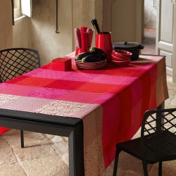 Nappe coton enduit Fleurs de Kyoto Cerise Le Jacquard Français