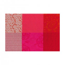 Sets de table enduits Fleurs de Kyoto Cerise, Le Jacquard Français (par 4)