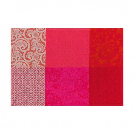 Set de table design enduit Fleurs de Kyoto Cerise, Le Jacquard Français