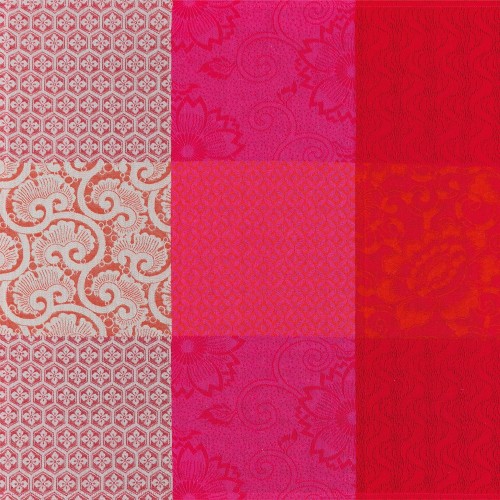 Serviettes de table  Fleurs de Kyoto Cerise, Le Jacquard Français