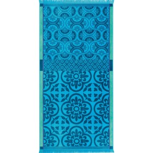 Drap de plage Santorin Turquoise, Le Jacquard Français 2