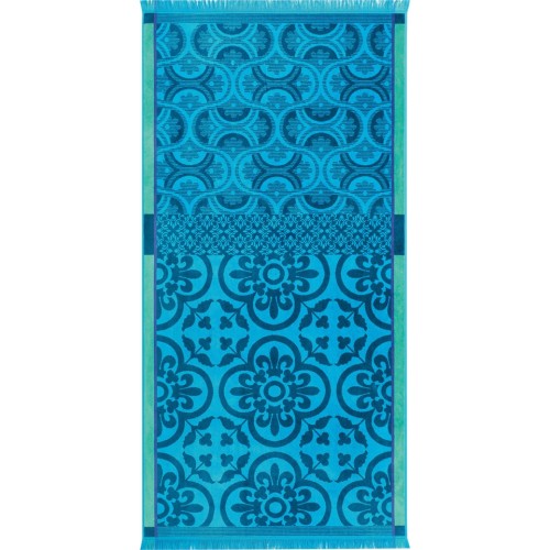 Drap de plage Santorin Turquoise, Le Jacquard Français