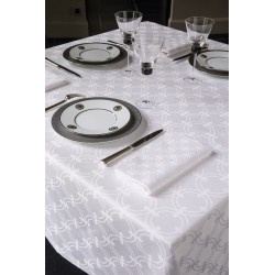 Tissu nappe au metre Anneaux Blanc en 175cm Le Jacquard Français