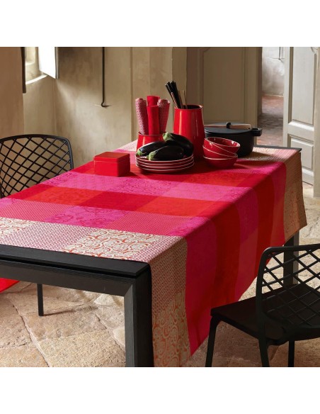 Tissu enduit Fleurs de Kyoto Cerise Laize 155cm Le Jacquard Français