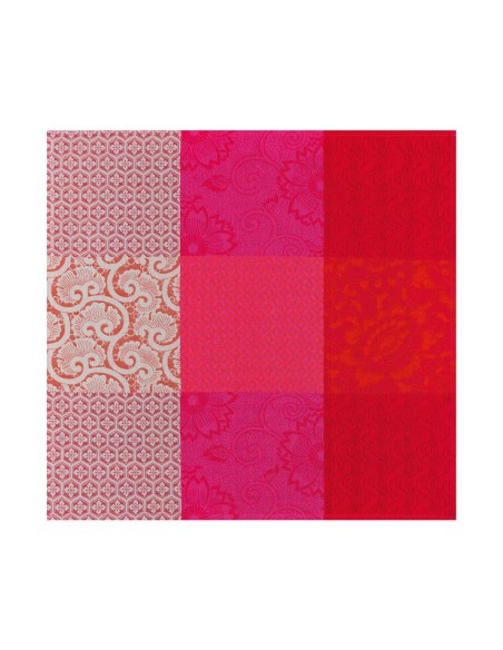 Serviette Fleurs de Kyoto Cerise Laize 180cm Le Jacquard Français