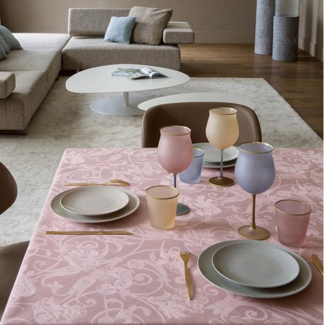 Nappe de table, Tivoli Rose poudre pur lin, Le Jacquard Français