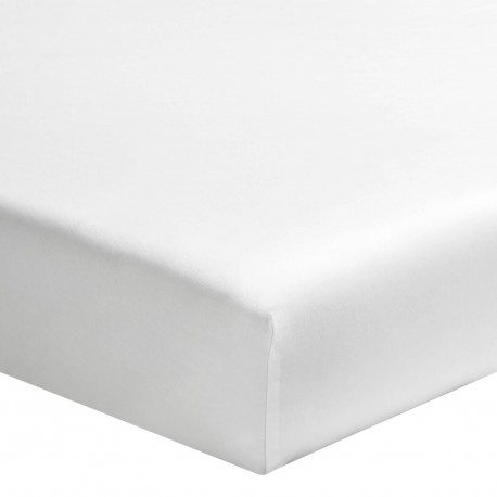 Drap housse uni en percale de coton Première Blanc