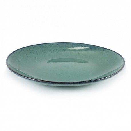 Assiette plate 28.5 cm grès émaillé Aqua Turquoise, vaisselle originale Serax