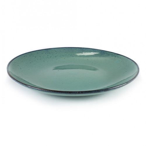 Assiette plate 28.5 cm grès émaillé Aqua Turquoise, vaisselle originale Serax