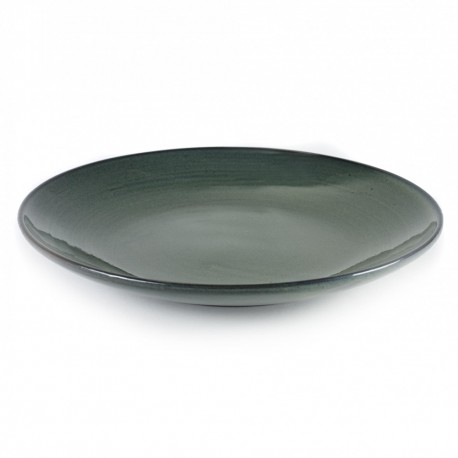 Assiette plate 28.5 cm grès émaillé Aqua Bleu tacheté, vaisselle originale Serax