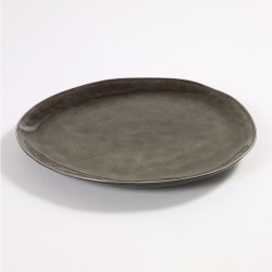 Assiette plate ovale 28x24cm céramique Pure Gris, Serax par Pascale Naessens