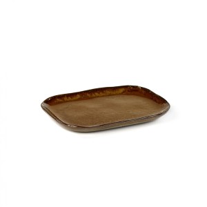 Assiette creuse rectangulaire grès émaillé N°6 M Ocre Merci, Serax 2