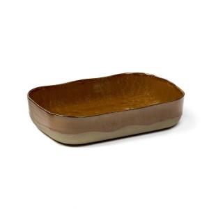 Assiette plate rectangulaire en grès émaillé N°2 L Ocre Merci, Serax 2