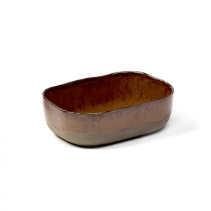 Assiette plate rectangulaire en grès émaillé N°3 M Ocre Merci, Serax 2