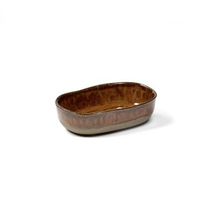 Assiette plate rectangulaire en grès émaillé N°4 S Ocre Merci, Serax 2