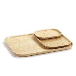 Ensemble de 3 plateaux rectangulaires en bois d'érable, la nouvelle table Merci, Serax