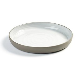 Assiettes dessert 20.5cm porcelaine blanc/gris anthracite, Dusk de Martine Keirsebilck pour Serax (par 4)