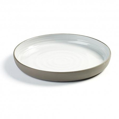 Assiette dessert 20.5cm en porcelaine blanc/gris anthracite, Dusk de Martine Keirsebilck pour Serax