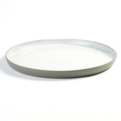 Plat rond 31cm en porcelaine blanc/gris anthracite, Dusk de Martine Keirsebilck pour Serax