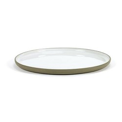 Plat rond plat 25cm en porcelaine blanc/gris anthracite, Dusk de Martine Keirsebilck pour Serax