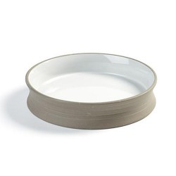 Assiette creuse 17.5cm en porcelaine blanc/gris anthracite, Dusk de Martine Keirsebilck pour Serax