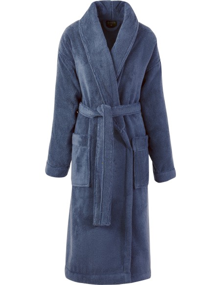 Peignoir de bain mixte Caresse Bleu orient 100% micro coton, Le Jacquard Français