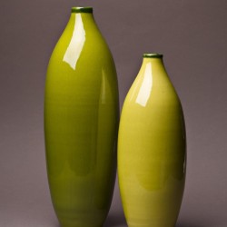 Ensemble Vase bouteille céramique Sud pomme et pistache, Bernex
