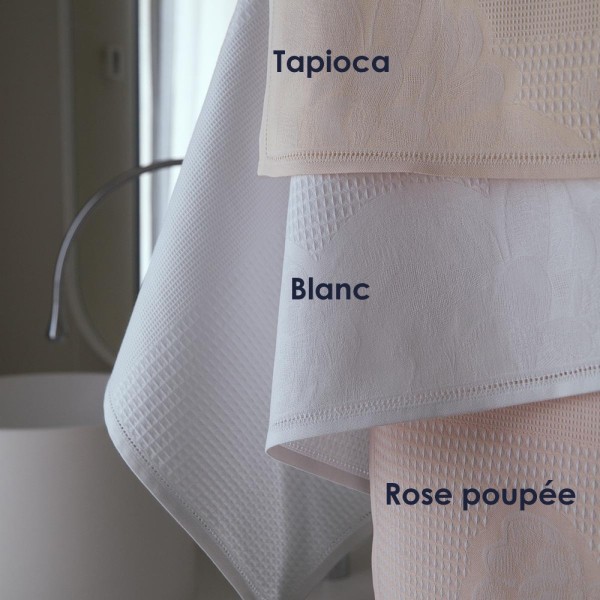 Serviette de Bain nid d'abeilles pur coton Volupté, coloris