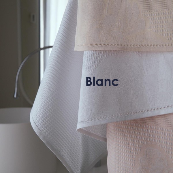 Serviette de Bain nid d'abeilles pur coton Volupté, Blanc