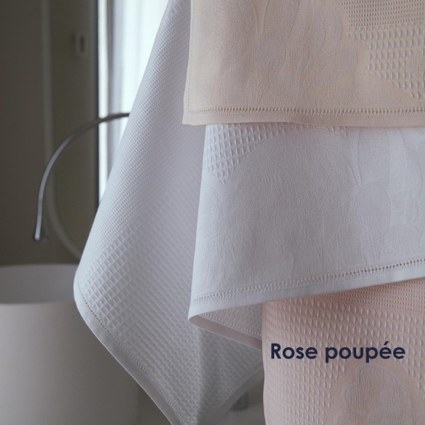Serviette de Bain nid d'abeilles pur coton Volupté, Rose poupée