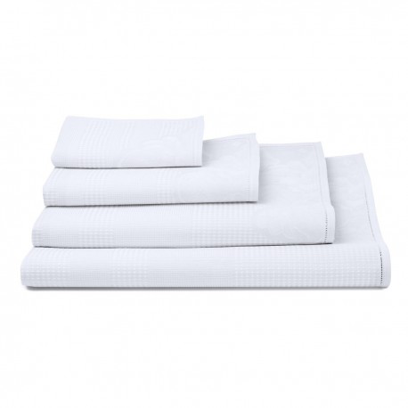 Serviette de Bain nid d'abeilles pur coton Volupté, Blanc