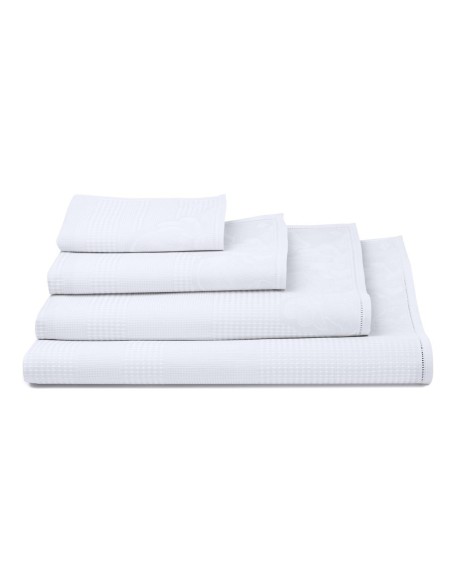 Serviette de Bain nid d'abeilles pur coton Volupté, Blanc