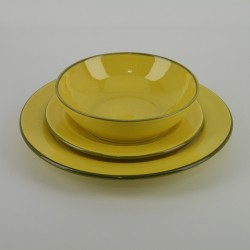 Service assiette design céramique Collection Sud jaune, Atelier Romain Bernex