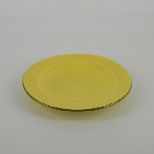 Assiette dessert design céramique Collection Sud jaune, Atelier Romain Bernex