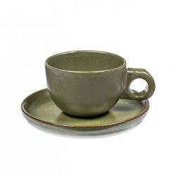 Tasse et sous-tasse à café 15cl en grès émaillé Surface Camo Green, Serax par Sergio Herman (par 4)