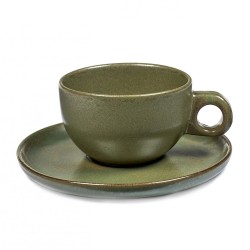 Tasse et sous-tasse à thé 25cl en grès émaillé Surface Camo Green, Serax par Sergio Herman (par 4)