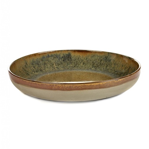 Plat de service rond creux grès émaillé  32cm Surface Indi Grey, Serax par Sergio Herman
