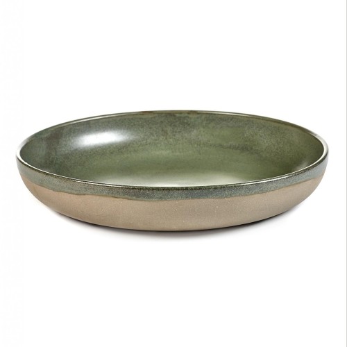 Plat de service rond creux grès émaillé  32cm SurfaceCamo Green, Serax par Sergio Herman