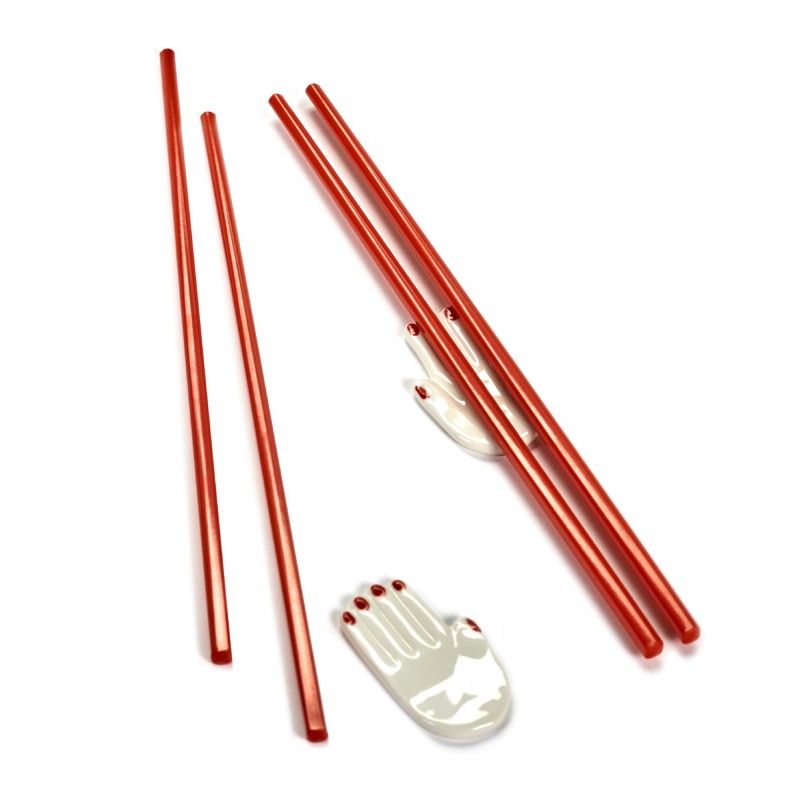 Baguettes chinoises, originale, deco, porcelaine, rouge - Paola Navone