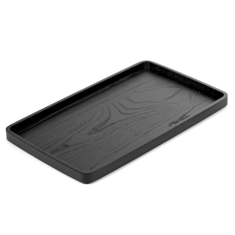 Plateau de service rectangulaire en bois noir, grand plateau de service en  bois noir, plateaux de petit déjeuner avec poignées, plateau de rangement  de cuisine, plateau à thé