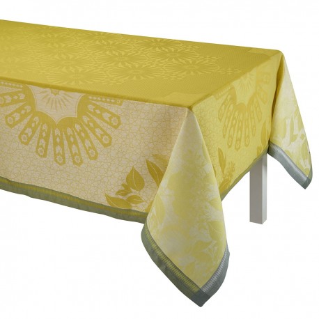 Nappe pur lin Jardin d'orient Cedrat, Le Jacquard Français