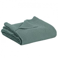 Jeté de lit coton stonwashed Maïa Vert de gris, Vivaraise