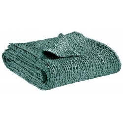 Jeté de lit coton stonewashed Tana Vert de gris, Vivaraise