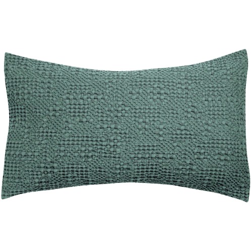  	Coussin déco coton stonewashed Tana Vert de gris 40x65, Vivaraise