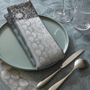 Serviettes de table pur lin Symphonie Baroque Fumée, Le Jacquard Français 2
