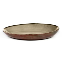 Plat de service rond 35.5cm grès émaillé Terres de rêves Misty grey/Rust, Serax par Anita Le Grelle