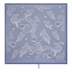 Drap de plage nid d'abeilles Océanique Bleu marine 200x200cm, Le Jacquard Français