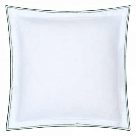 Taie d'oreiller carrée en percale de coton Astor Forest and Sage, Designers Guild