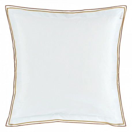 Taie d'oreiller carrée en percale de coton Astor Marron et Ocre, Designers Guild